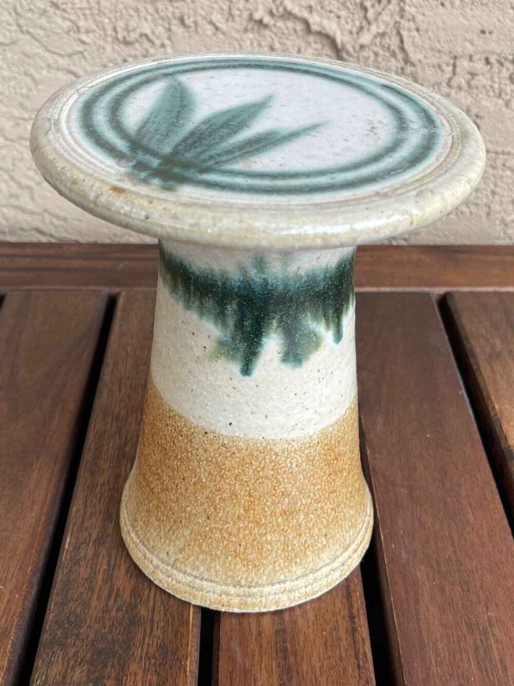 Folk Art 1950's Japan Stoneware Art Pottery Stand - Artist Signed